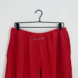 Sami Miro Vintage Safety Pin Organic Cotton French Terry Sweatpants In Red